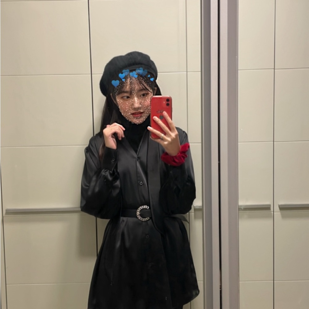 Silk black dress korea